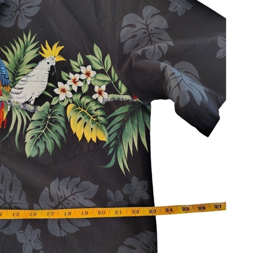 Winnie Fashion Mens Black Cotton Parrot Tropical Hawaiian Aloha Shirt Large - Picture 10 of 13